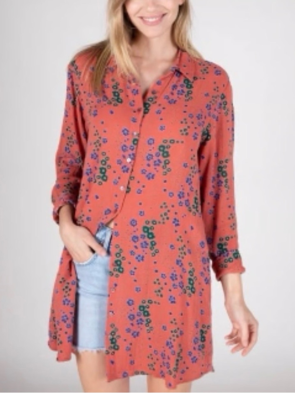 Natural Life GEORGIA
Floral Shirt Dress Sz L Gauzy
Cottagecore Hippie Boho